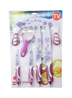 Buy Knife Set With Ceramic Chopper Scissor And Peeler - 6 Pieces Multicolor in Egypt