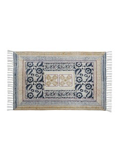 Buy Bath Mat - 100% Cotton - Printed & Embroidery - Bathroom Mat Soft And Cushion Light Blue/Beige 60 x 90cm in UAE