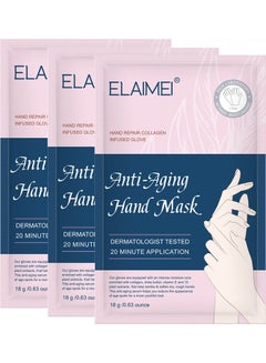 Buy 3-Piece Anti-Aging Repair Hand Mask Clear 54grams in UAE