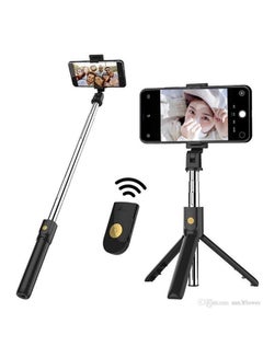 Buy 5-Section Extendable Mini Selfie Stick/Tripod Stand With Remote Black in Saudi Arabia