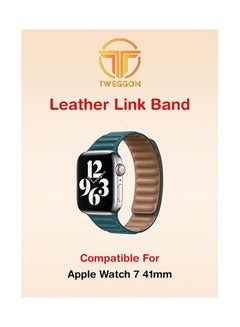 اشتري Replacement  Leather Link Apple Watch Band for 41/40/38mm Green في الامارات