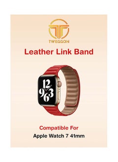 اشتري Replacement  Leather Link Apple Watch Band for 41/40/38mm Red في الامارات