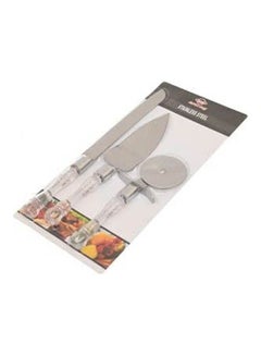 Buy Stainless Steel Pizza Cutter With Spatula And Sharpener Knife Silver in Egypt