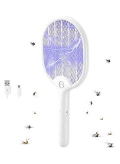 اشتري Electric Fly Swatter Racket Mosquito Killer White في مصر