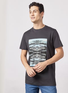 Buy Graphic Print Crew Neck T-Shirt Black in Saudi Arabia