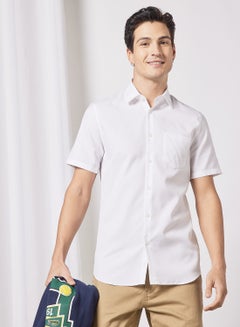 Buy Pique Cotton Poplin Shirt White in UAE