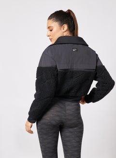 nike cropped borg fleece in black