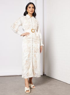 Buy Panel Embroidered Shirt Dress Off White in Egypt