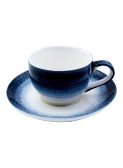 Buy 2-Piece Cup And Saucer Set Blue 90ml in UAE