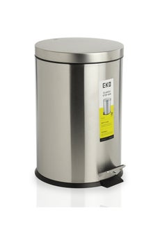 اشتري EKO Basic Pedal Bin Silver/Black 29x29x44.5cm في الامارات