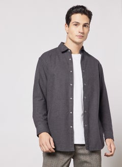 Buy Flannel Collared Shirt Grey in UAE