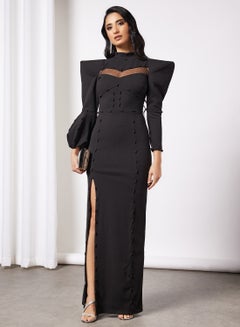 Buy Slit Bodycon Dress Black in Saudi Arabia
