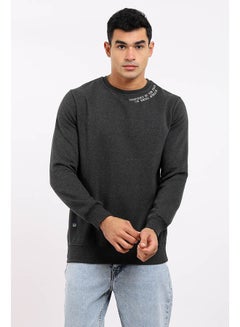 Buy Stitched Side Neck Heather  Sweatshirt Dark Grey in Egypt