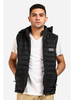 Buy Zip Through Solid Puffer Vest Black in Egypt