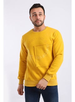 Buy Printed Round Neck Slip On Sweatshirt Mustard in Egypt