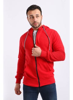 Buy Casual Plain Basic Long Sleeve Hooded Neck Sweatshirt Red in Egypt