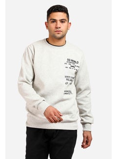Buy Casual Printed Long Sleeve Round Neck Sweatshirt Grey in Egypt