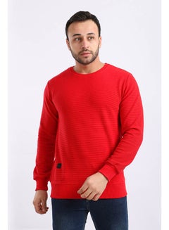 Buy Casual Plain Basic Long Sleeve Round Neck Sweatshirt Red in Egypt
