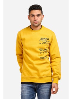 Buy Casual Printed Long Sleeve Round Neck Sweatshirt Mustard in Egypt
