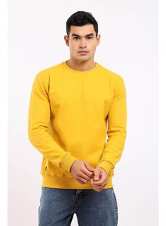 Buy Casual Plain Basic Long Sleeve Round Neck Sweatshirt Mustard in Egypt