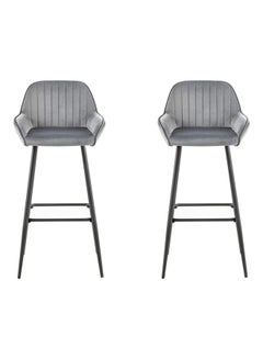 اشتري 2-Piece Modern Velvet Stools رمادي 87x40x45سم في الامارات