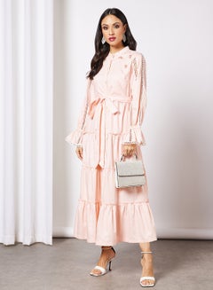 Buy Embroidered Shirt Dress Peach in Egypt