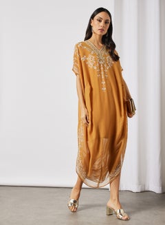 Buy Rhinestone Embellished Longline Tunic Mustard in Egypt