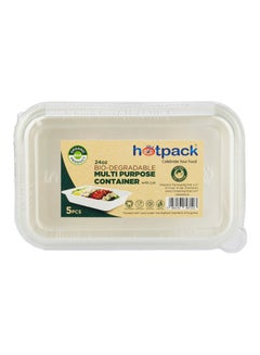 Buy 5-Piece Bio-Degradable Multi Purpose Container With Lid White 14x21.5x8.5cm in UAE