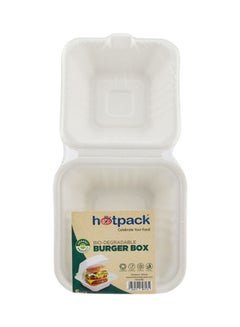 Buy 5-Piece Bio-Degradable Burger Box White 6inch in UAE