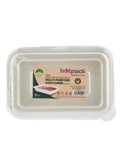 Buy 5-Piece Bio-Degradable Multi Purpose Container With Lid White 12x18x5cm in UAE