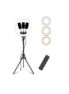 Buy 18 inch Fill Ring Light With Adjustable Tripod Stand and 3 Cell Phone Holder and Remote Multicolour in UAE