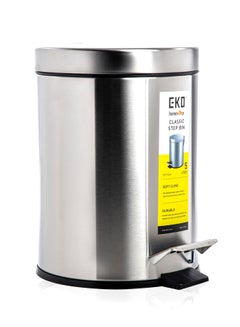 اشتري EKO Stainless Steel Stylishly Designed Basic Pedal Bin Silver 5Liters في الامارات