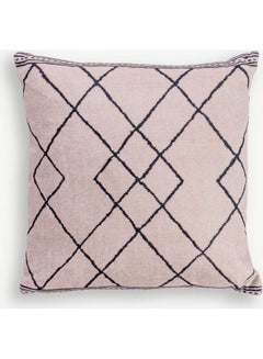 Buy Braided Digital Printed Cushion Beige/Black 45x45cm in UAE