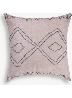 Buy Braided Digital Printed Cushion polyester Cream/Black 45x45cm in UAE