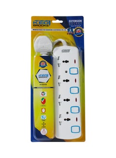 Buy 4-Way Plug Input Extension Socket White in UAE