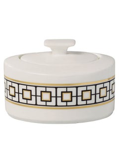 Buy Metro Chic Collection Sugar Bowl With Lid Black/White/Gold 330ml in UAE