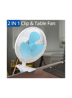 Buy 7-Inch 2-In-1 Clip & Table Fan CYCF-889 (Open Box) White/Blue in UAE