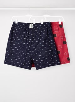Buy Pack of 2 Printed Boxer Casual Shorts Navy/White/Red in Saudi Arabia