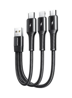 Buy S-01530G9 3In1 (Micro/Lightning/Type-C) Short Charging Cable 0.15M Black in Saudi Arabia