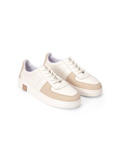 اشتري Casual Flat Faux Leather Lace-Up With Round Toe Sneakers White في مصر