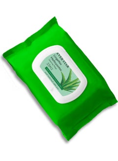 Buy 25-Piece Aloe Vera Make Up Remover Wet Wipes White in Saudi Arabia
