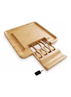 اشتري Bamboo Cheese Board With Drawer Brown 33x33x3.5cm في السعودية