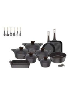 Buy 20-Piece Cookware Granite Set Black in Saudi Arabia