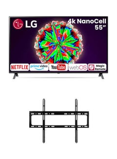 اشتري 55-Inch Nanocell 8 Series Webos 4K Uhd Smart Led Tv   With Flat Panel Tv Wall Mount Bracket 20 X 26 Cm Black 55NANO80VNA /bundle/Gift Black في الامارات
