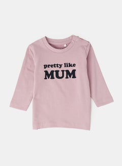 Buy Baby Front Text T-Shirt Pink in Saudi Arabia