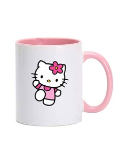 Buy Hello Kitty Waving At You! Printed Coffee Mug Pink/White 350ml in UAE