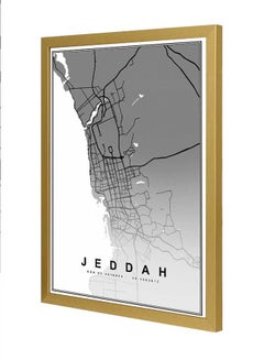 Buy Jeddah Map Wall Art Frame Multicolour 33x43cm in Saudi Arabia