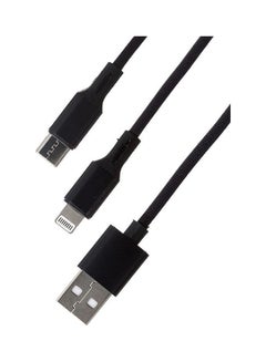 Buy 2 In 1 Prime Series Lightning & Type-C Charging Cable 1.2M Black in Saudi Arabia