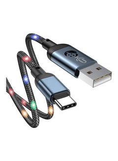 اشتري كابل من USB إلى Type-C للشحن السريع ومزامنة البيانات بإضاءة LED بتحكم صوتي طراز S-1230N16 رمادي في الامارات