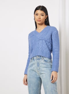 Buy Bego V-Neck Sweater Light Blue in Saudi Arabia